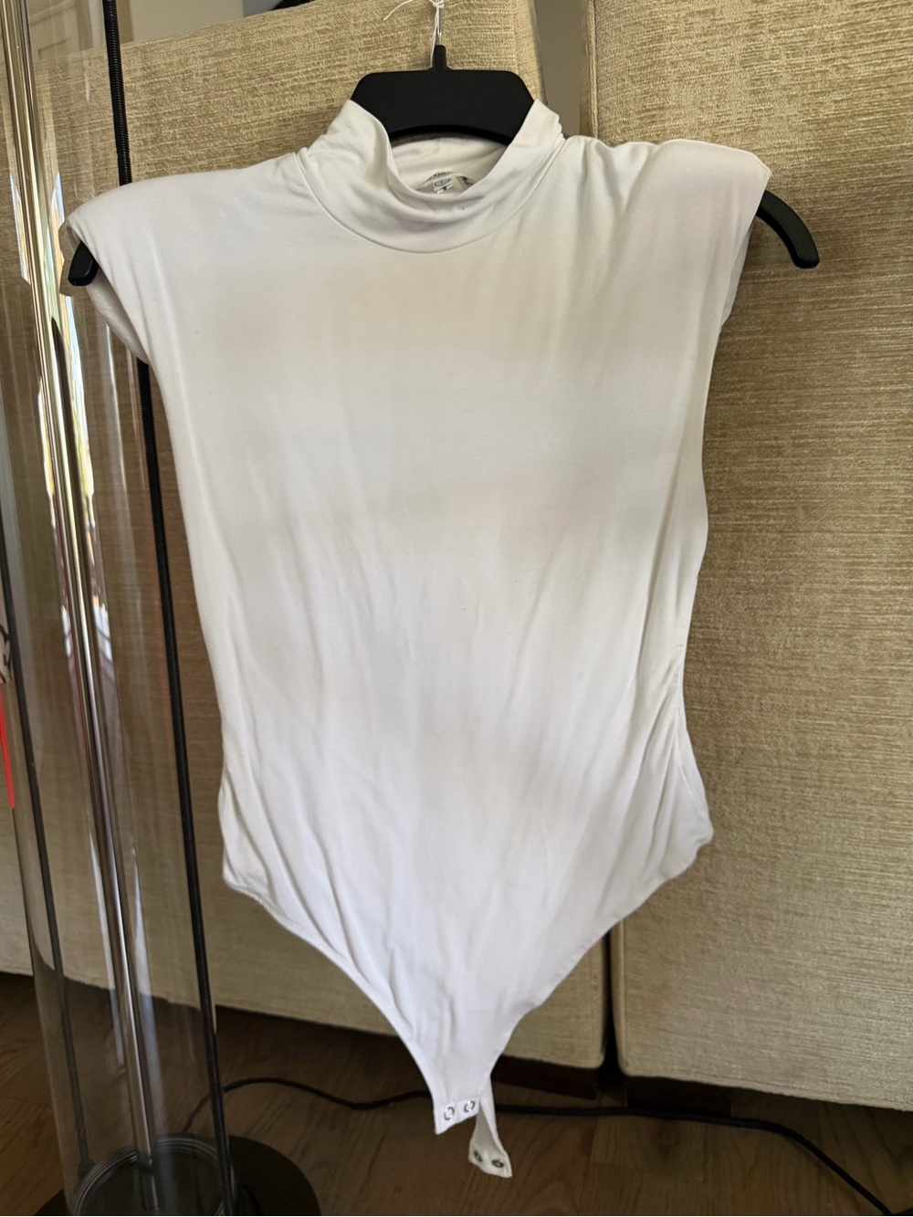 Good American White Sleeveless Mock Neck Bodysuit